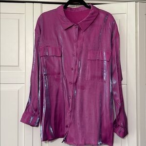Shimmering Purple Button-Up Blouse